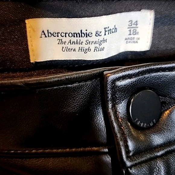 Abercrombie & Fitch Pants Womens 34/18 Straight High Rise Faux Leather (13PF5) - Picture 3 of 6